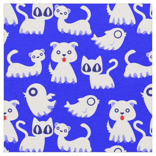 Halloween Ghost Ferret Dog Blue Stof (Close Up)