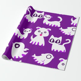 Halloween Ghost Ferret Dog paarse Cadeaupapier