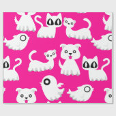 Halloween Ghost Ferret Dog Pink Cadeaupapier (Vlak)
