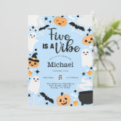 Halloween Ghost Five is een vibe 5e verjaardagsfee Kaart (Staand voorkant)