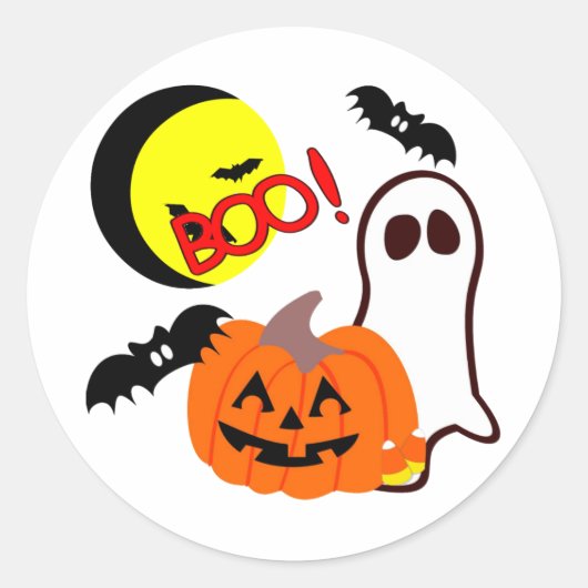 Halloween Ghost Friends Ronde Sticker (Voorkant)