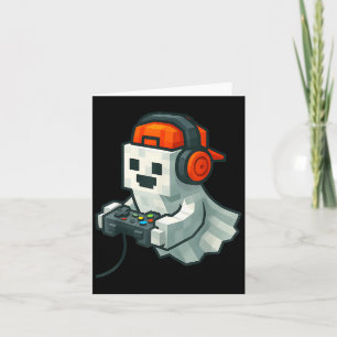 Halloween Ghost Gamer Funny Pixel Video Gaming Boy Kaart