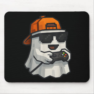 Halloween Ghost Gamer Funny Pixel Video Gaming Boy Muismat