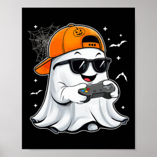 Halloween Ghost Gamer Scary Costume Gaming Mannen  Poster
