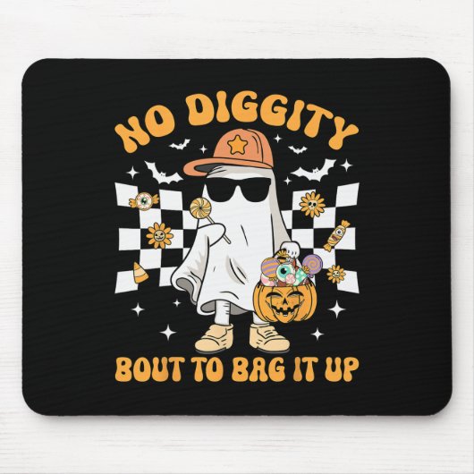 Halloween Ghost Geen waardigheid Bout To Bag Up Pe Muismat (Voorkant)