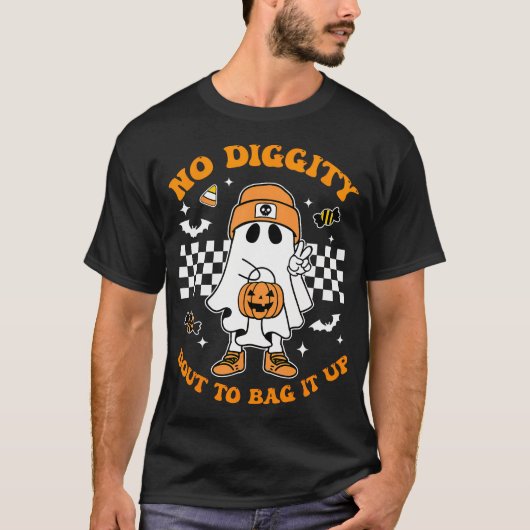 Halloween Ghost Geen Waardigheid Over Om Het Op Te T-shirt (Voorkant)
