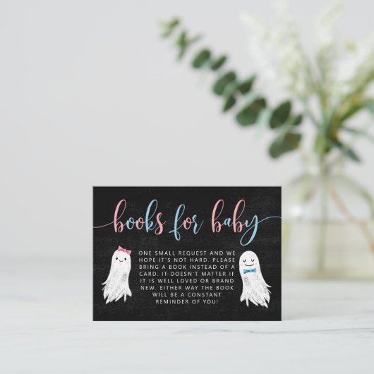 Halloween Ghost Gender Reopenbaart Book Request Informatiekaartje (Staand voorkant)