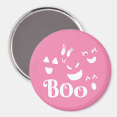Halloween Ghost Gezicht Roze en Witte Magneet (Voorkant / Achterkant)