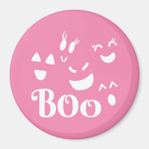 Halloween Ghost Gezicht Roze en Witte Magneet
