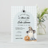 Halloween Ghost Gingham Little Boo Baby shower Kaart (Staand voorkant)