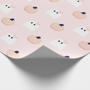 Halloween Ghost Girl Oranje Pumpkin Proze Cadeaupapier