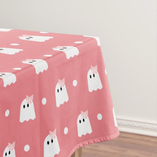 Halloween Ghost Girl Patroon Verjaardag Roze Tafelkleed (Voorbeeld)