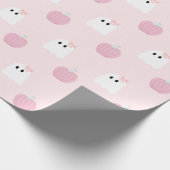 Halloween Ghost Girl Pink Pumpkin Pattern Cadeaupapier (Hoek)