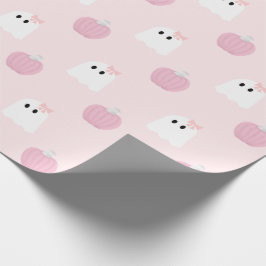 Halloween Ghost Girl Pink Pumpkin Pattern Cadeaupapier