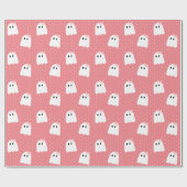 Halloween Ghost Girl Pink Ribbon Polka Dot Pattern Cadeaupapier (Vlak)