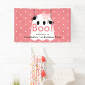 Halloween Ghost Girl Pink Ribbon Verjaardag Welkom Spandoek (Insitu)