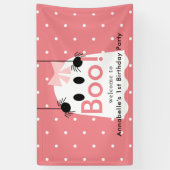 Halloween Ghost Girl Pink Ribbon Verjaardag Welkom Spandoek (Verticaal)