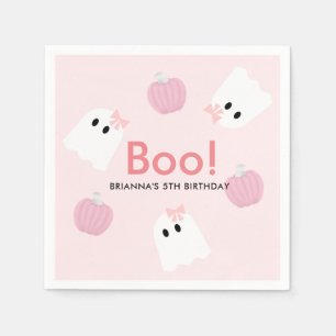 Halloween Ghost GIrl & Pumpkin Cute Pink Servet