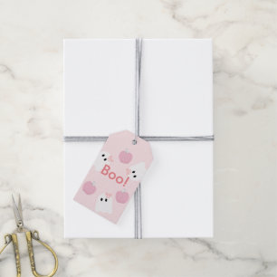 Halloween Ghost Girl Pumpkin Pink Birthday Cadeaulabel