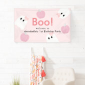 Halloween Ghost Girl Pumpkin Roze Verjaardag Welko Spandoek (Insitu)
