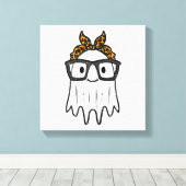 Halloween Ghost Glasses Schattige Canvas Afdruk (Insitu (Houten vloer))