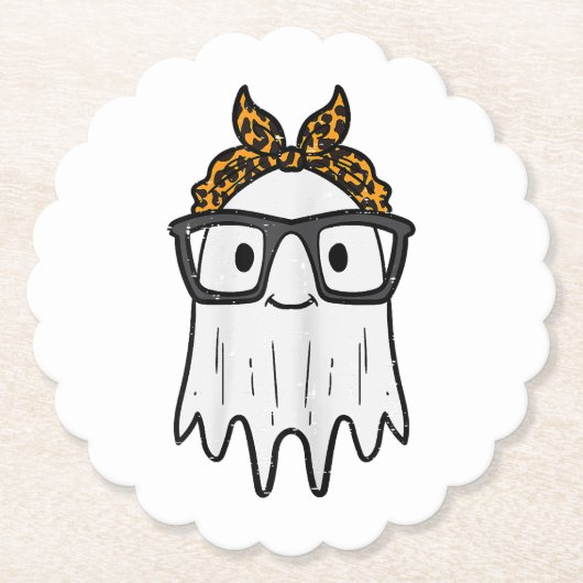 Halloween Ghost Glasses Schattige Kartonnen Onderzetters (Voorkant)