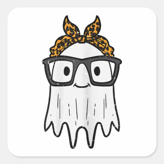 Halloween Ghost Glasses Schattige Vierkante Sticker (Voorkant)