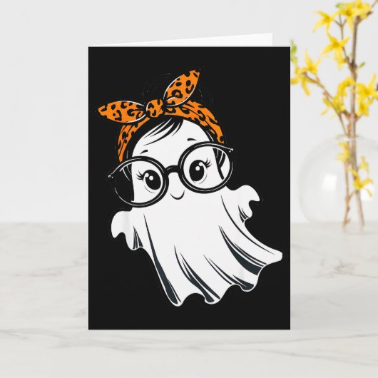 Halloween Ghost Gles Girl Ghost Costume Eyegl Wome Kaart (Gele Bloem)