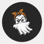 Halloween Ghost Gles Girl Ghost Costume Eyegl Wome Ronde Sticker (Voorkant)