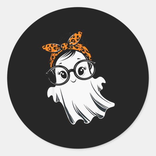 Halloween Ghost Gles Girl Ghost Costume Eyegl Wome Ronde Sticker (Voorkant)