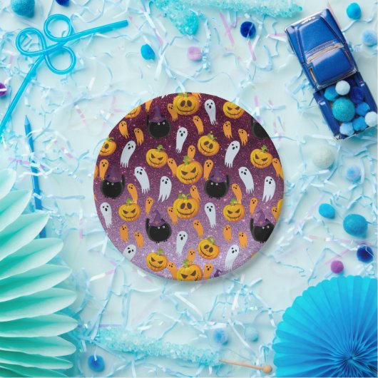 Halloween Ghost Glitter Pattern Party Papieren Bordje (Feest)