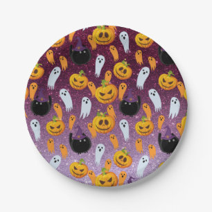 Halloween Ghost Glitter Pattern Party Papieren Bordje