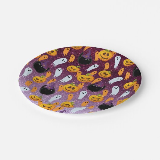 Halloween Ghost Glitter Pattern Party Papieren Bordje (Gekanteld)