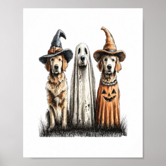 Halloween Ghost Golden Retriever Dog Poster (Voorkant)