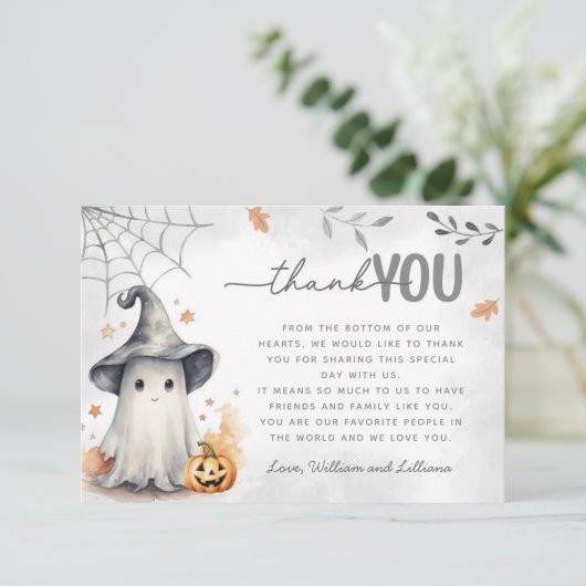 Halloween Ghost Hartelijk dank Informatiekaartje (Staand voorkant)
