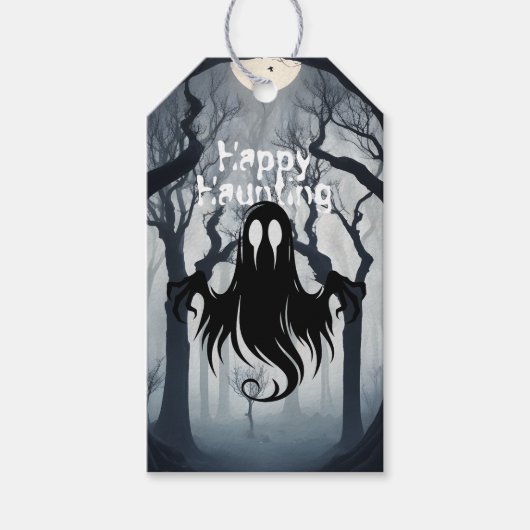 Halloween Ghost Haunted Forest Kostuumfeest Cadeaulabel (Voorkant)