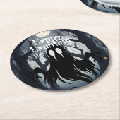 Halloween Ghost Haunted Forest Kostuumfeest Ronde Kartonnen Onderzetter (Gebogen)