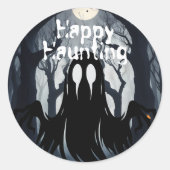 Halloween Ghost Haunted Forest Kostuumfeest Ronde Sticker (Voorkant)