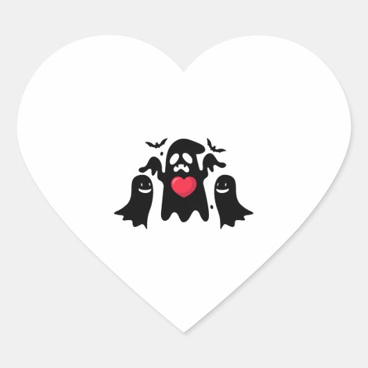 Halloween Ghost Heart Ghost Halloween Ghosts Hart Sticker (Voorkant)