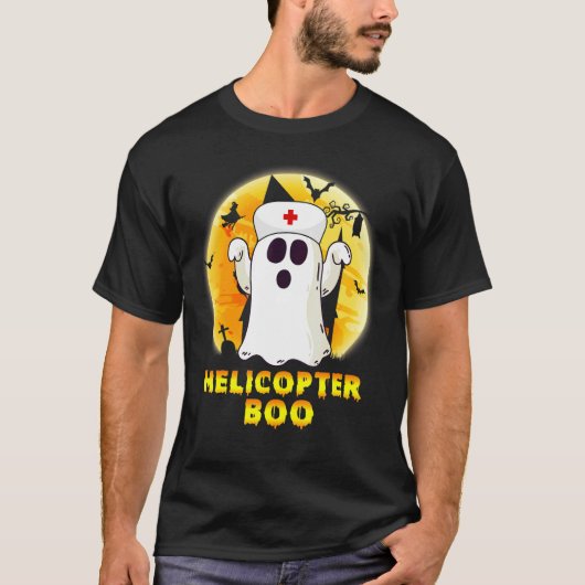 Halloween Ghost Helicopter Boo Zurse Nursing Manne T-shirt (Voorkant)