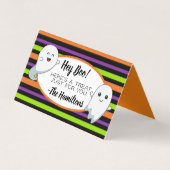 Halloween Ghost "Hey Boo" Treat Bag Topper Visitekaartje (Voorkant)