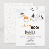 Halloween Ghost Hey Boo Verjaardagsfeestje Kaart (Voorkant / Achterkant)