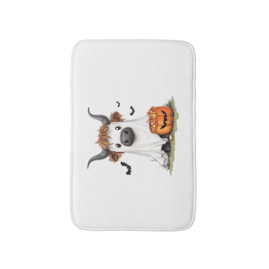 Halloween Ghost Highland Koe PNG Badmat (Voorkant Verticaal)