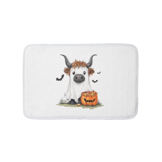 Halloween Ghost Highland Koe PNG Badmat (Voorkant)