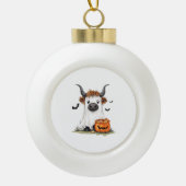 Halloween Ghost Highland Koe PNG Keramische Bal Ornament (Voorkant)