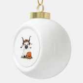 Halloween Ghost Highland Koe PNG Keramische Bal Ornament (Rechts)