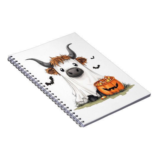 Halloween Ghost Highland Koe PNG Notitieboek (Rechterzijde)