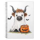 Halloween Ghost Highland Koe PNG Notitieboek (Voorkant)