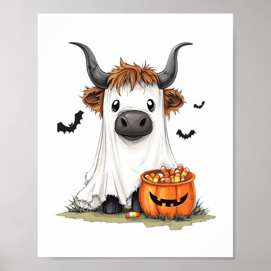 Halloween Ghost Highland Koe PNG Poster (Voorkant)