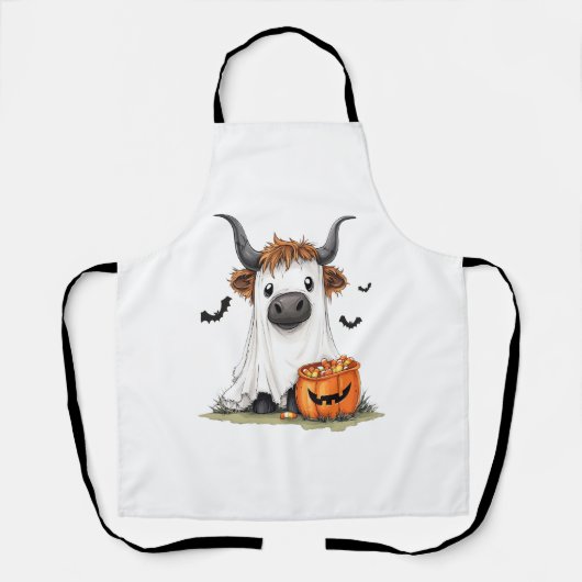 Halloween Ghost Highland Koe PNG Schort (Voorkant)